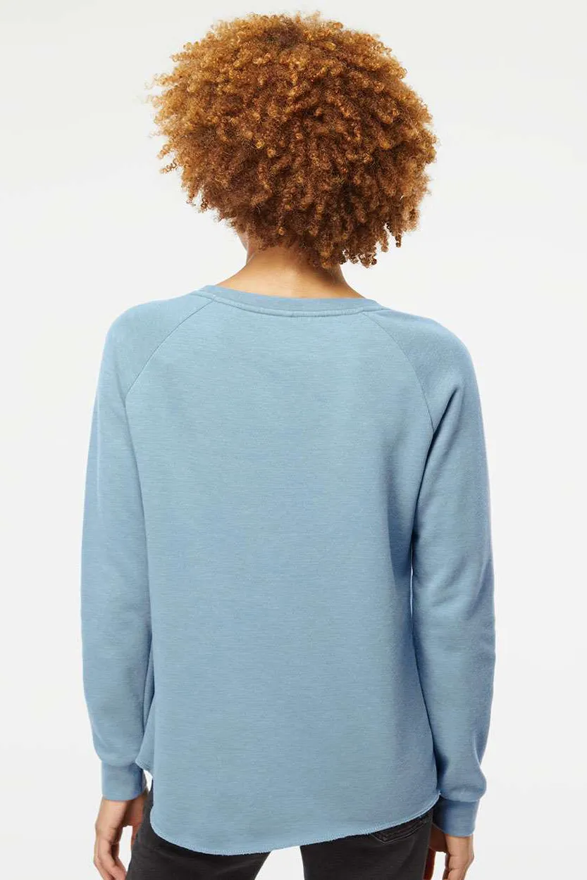 Independent Trading Company Womens California Wave Wash Crewneck Sweatshirt - Misty Blue