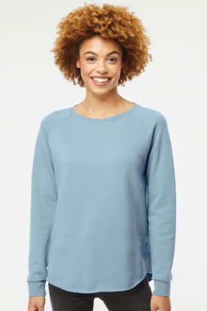 Independent Trading Company Womens California Wave Wash Crewneck Sweatshirt - Misty Blue