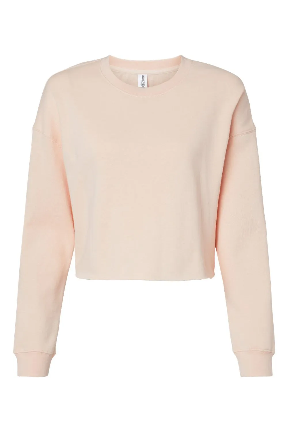Independent Trading Company Womens Crop Crewneck Sweatshirt - Blush Pink