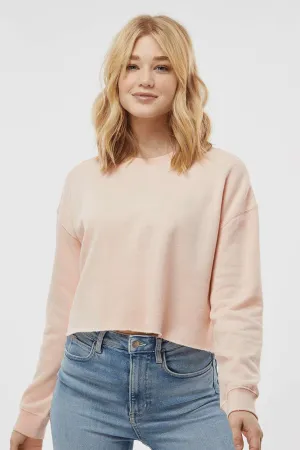 Independent Trading Company Womens Crop Crewneck Sweatshirt - Blush Pink