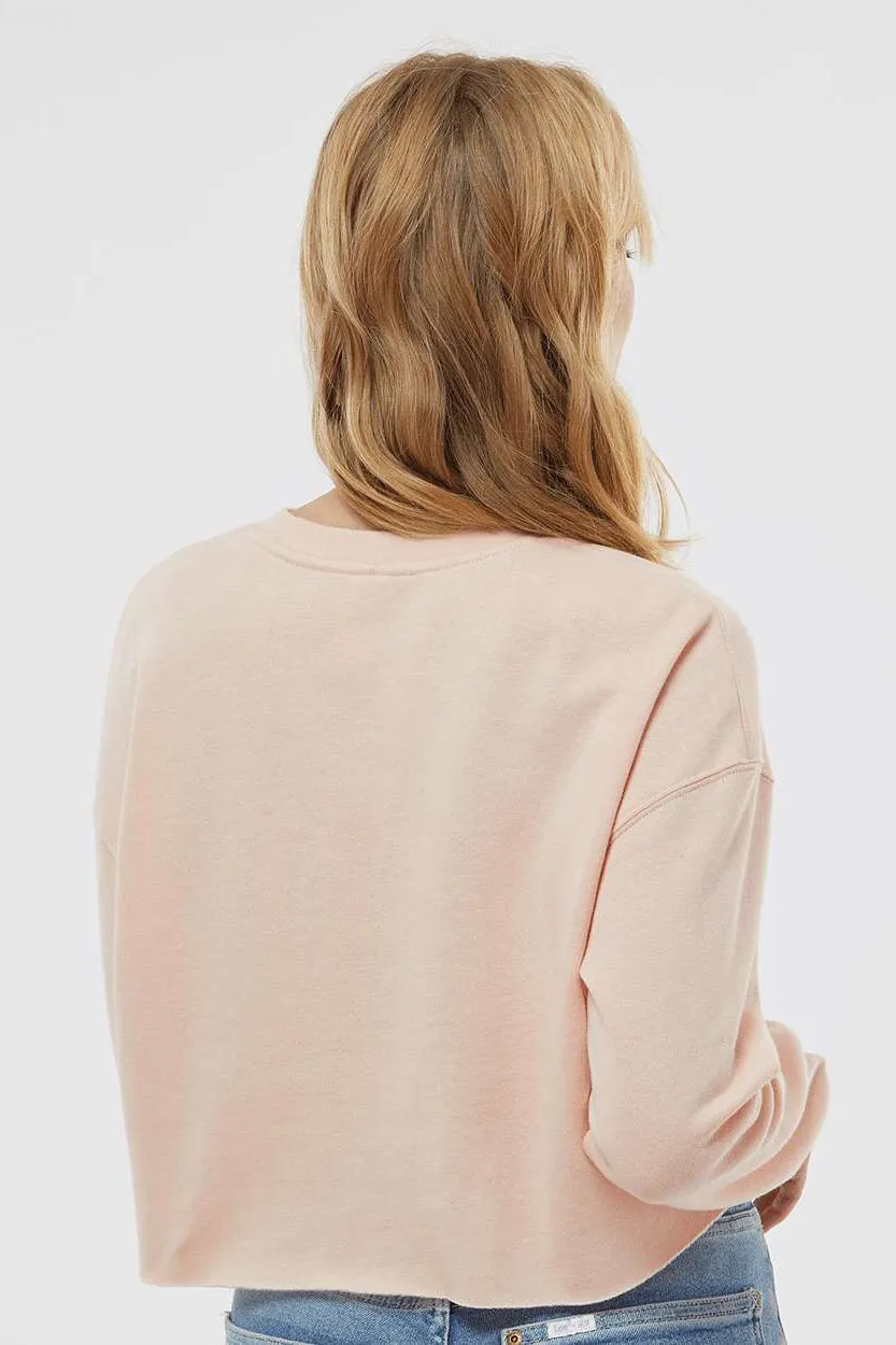 Independent Trading Company Womens Crop Crewneck Sweatshirt - Blush Pink