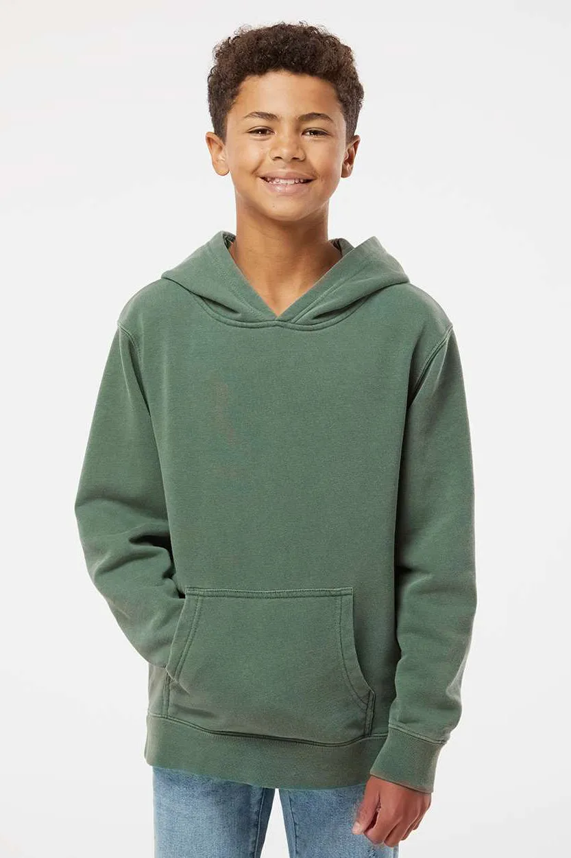 Independent Trading Company Youth Pigment Dyed Hooded Sweatshirt Hoodie w/ Pouch Pocket - Alpine Green