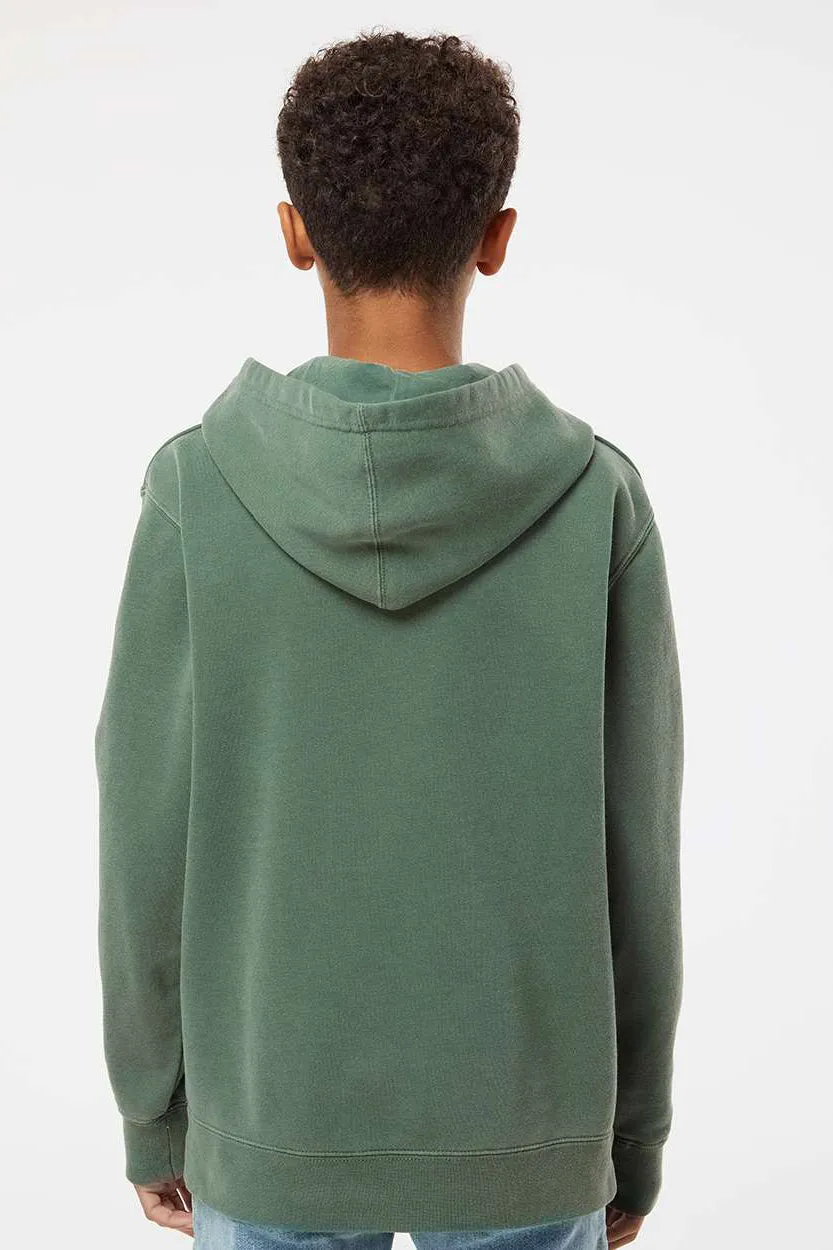 Independent Trading Company Youth Pigment Dyed Hooded Sweatshirt Hoodie w/ Pouch Pocket - Alpine Green