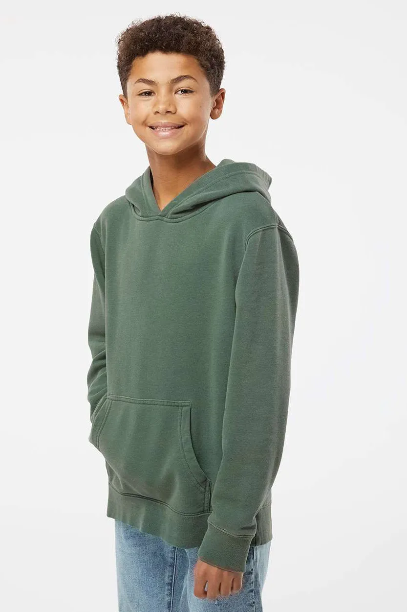 Independent Trading Company Youth Pigment Dyed Hooded Sweatshirt Hoodie w/ Pouch Pocket - Alpine Green