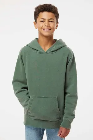 Independent Trading Company Youth Pigment Dyed Hooded Sweatshirt Hoodie w/ Pouch Pocket - Alpine Green