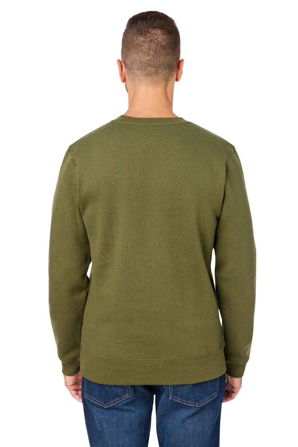 J America Mens Premium Fleece Crewneck Sweatshirt - Military Green