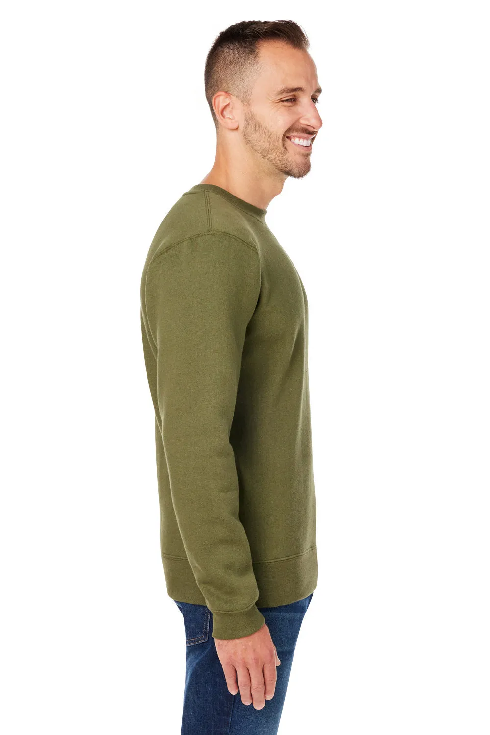 J America Mens Premium Fleece Crewneck Sweatshirt - Military Green