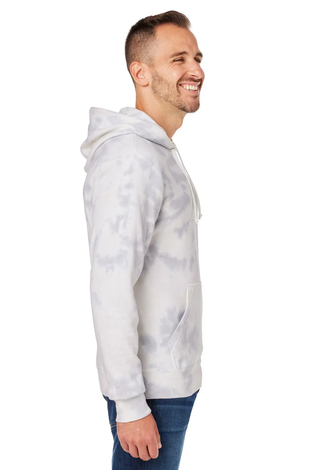 J America Mens Tie-Dye Hooded Sweatshirt Hoodie w/ Pouch Pocket - Grey