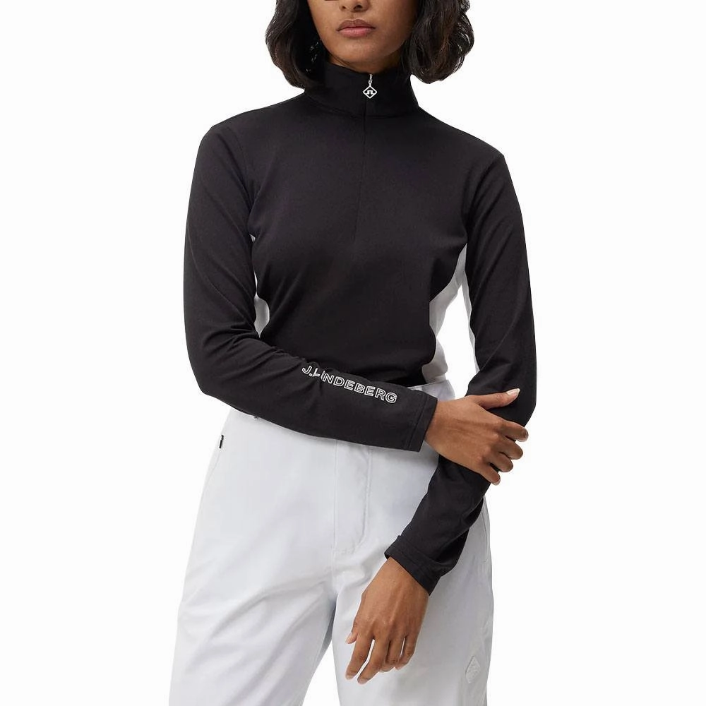 J.Lindeberg Coockies Mid Layer Golf Pullover Black - FW23 Women