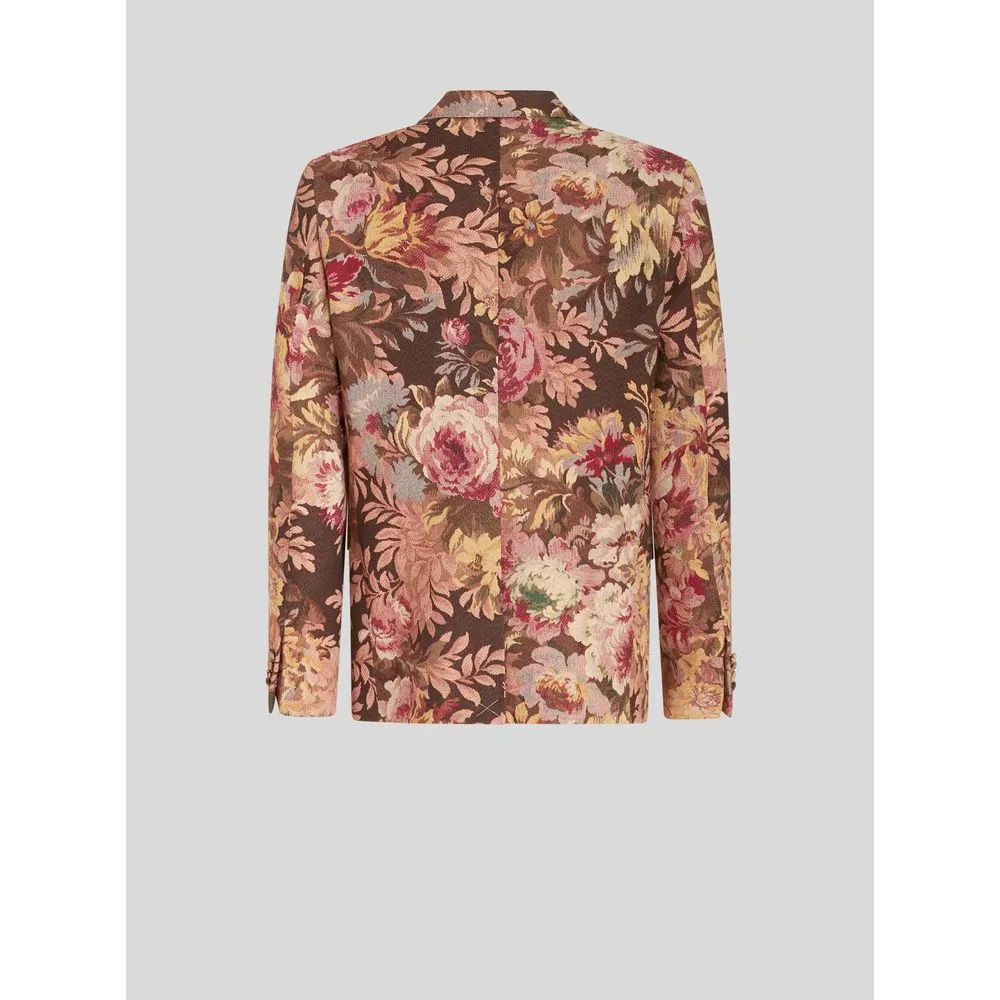 JACQUARD FOLIAGE JACKET WITH FLOWERS