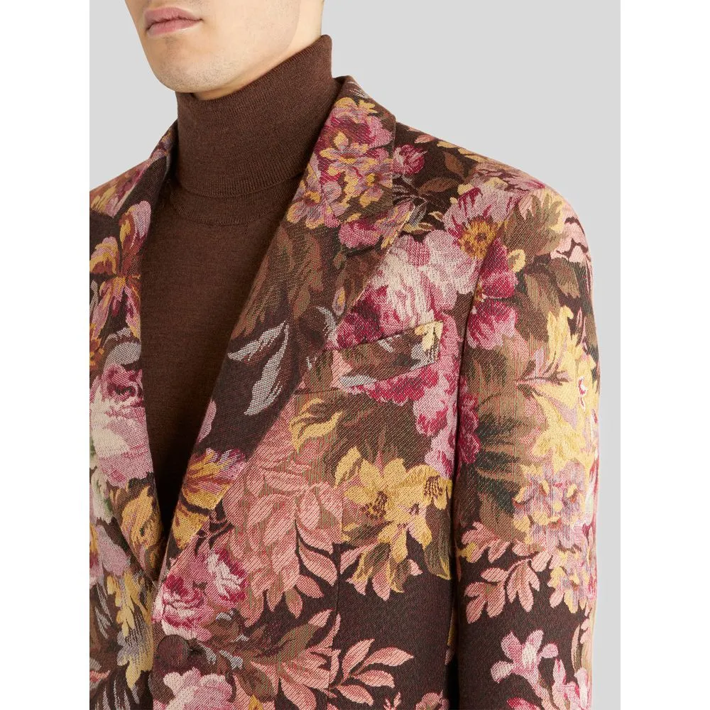 JACQUARD FOLIAGE JACKET WITH FLOWERS