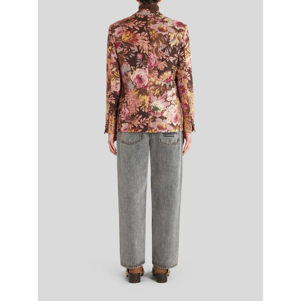 JACQUARD FOLIAGE JACKET WITH FLOWERS