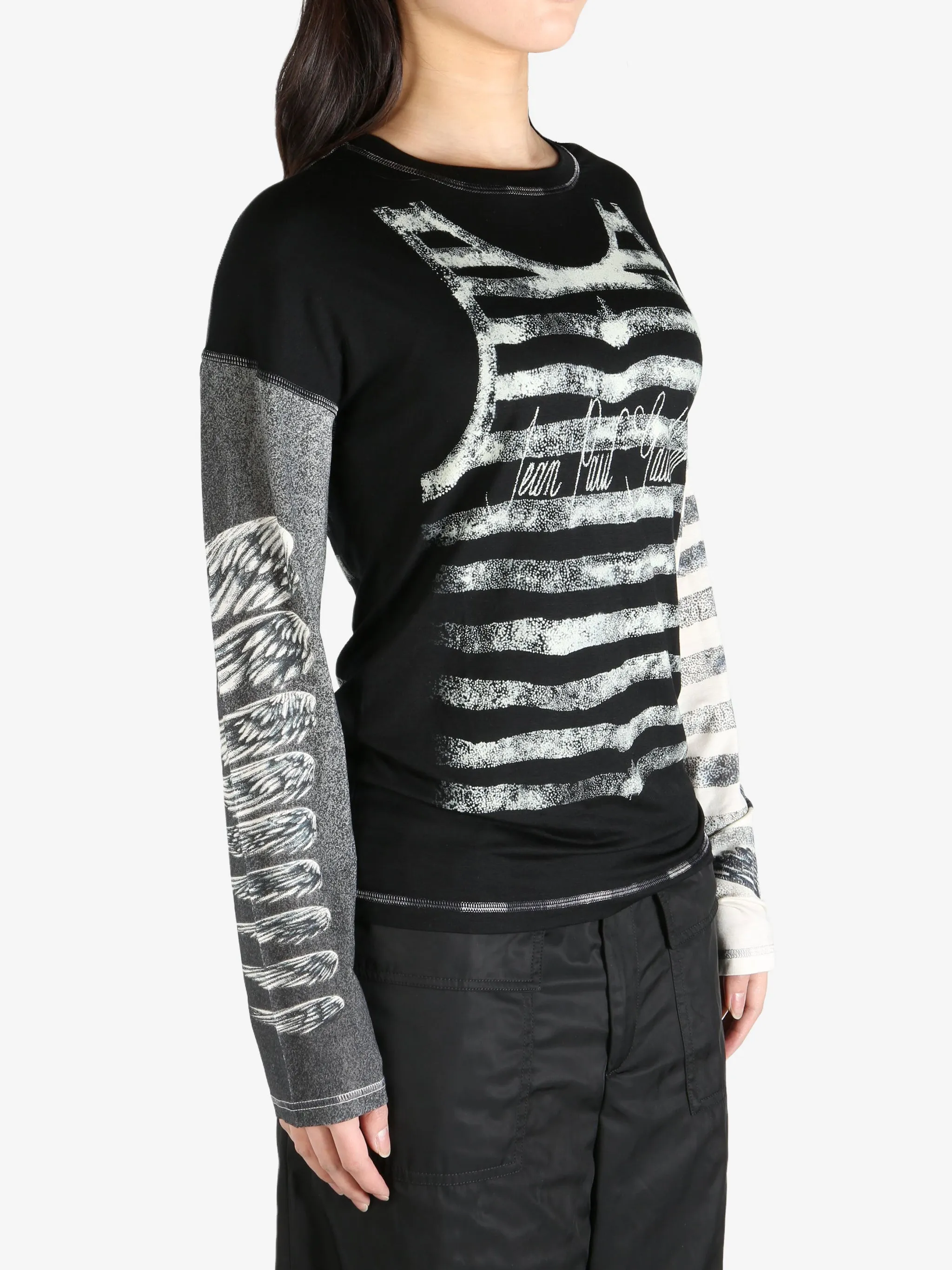 JEAN PAUL GAULTIER - Women Printed "Tattoo" Thin Jersey Long Sleeved Top Clothing_jean-paul-gaulti