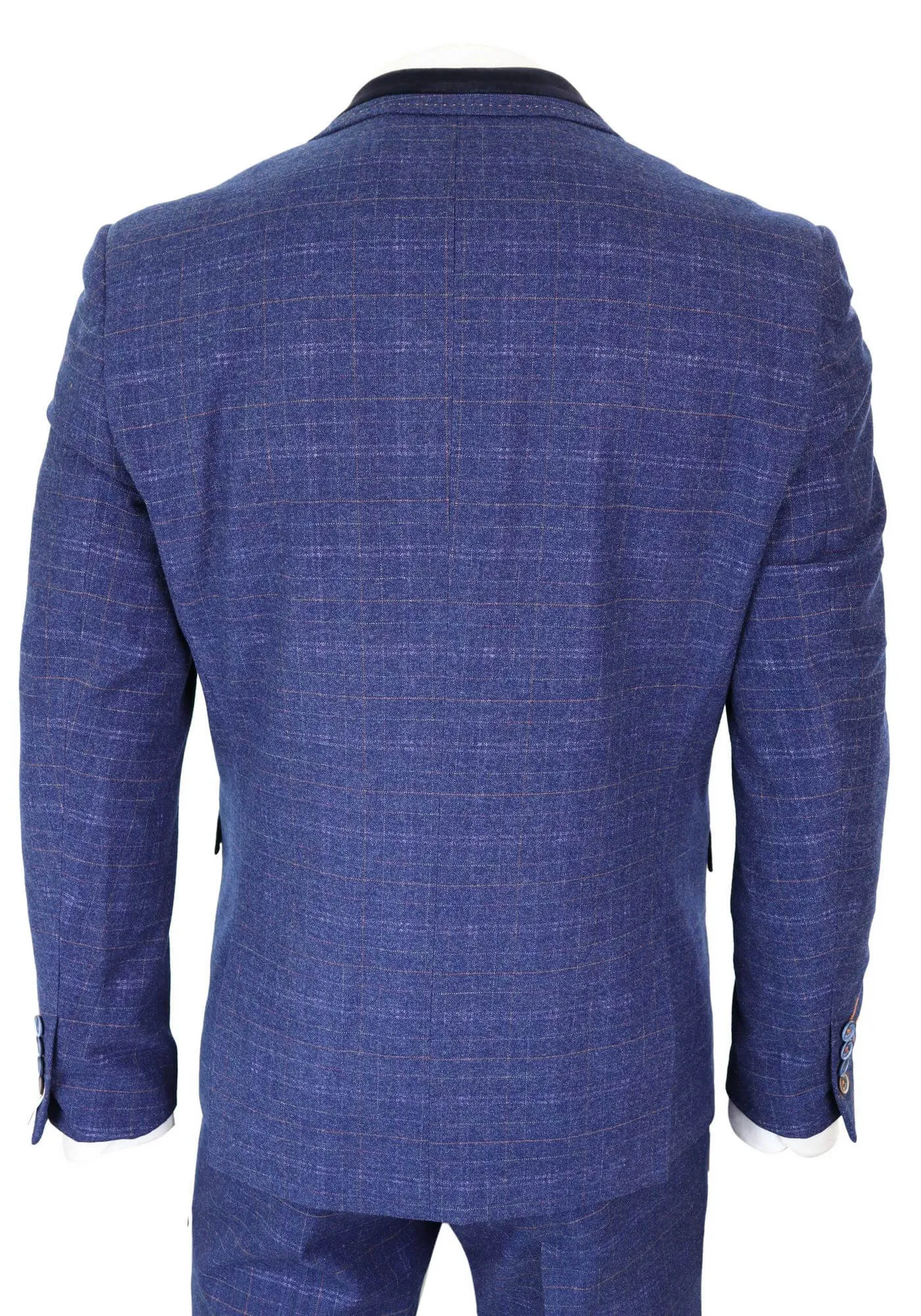Kaiser Blue Tweed Check 3 Piece Suit Classic