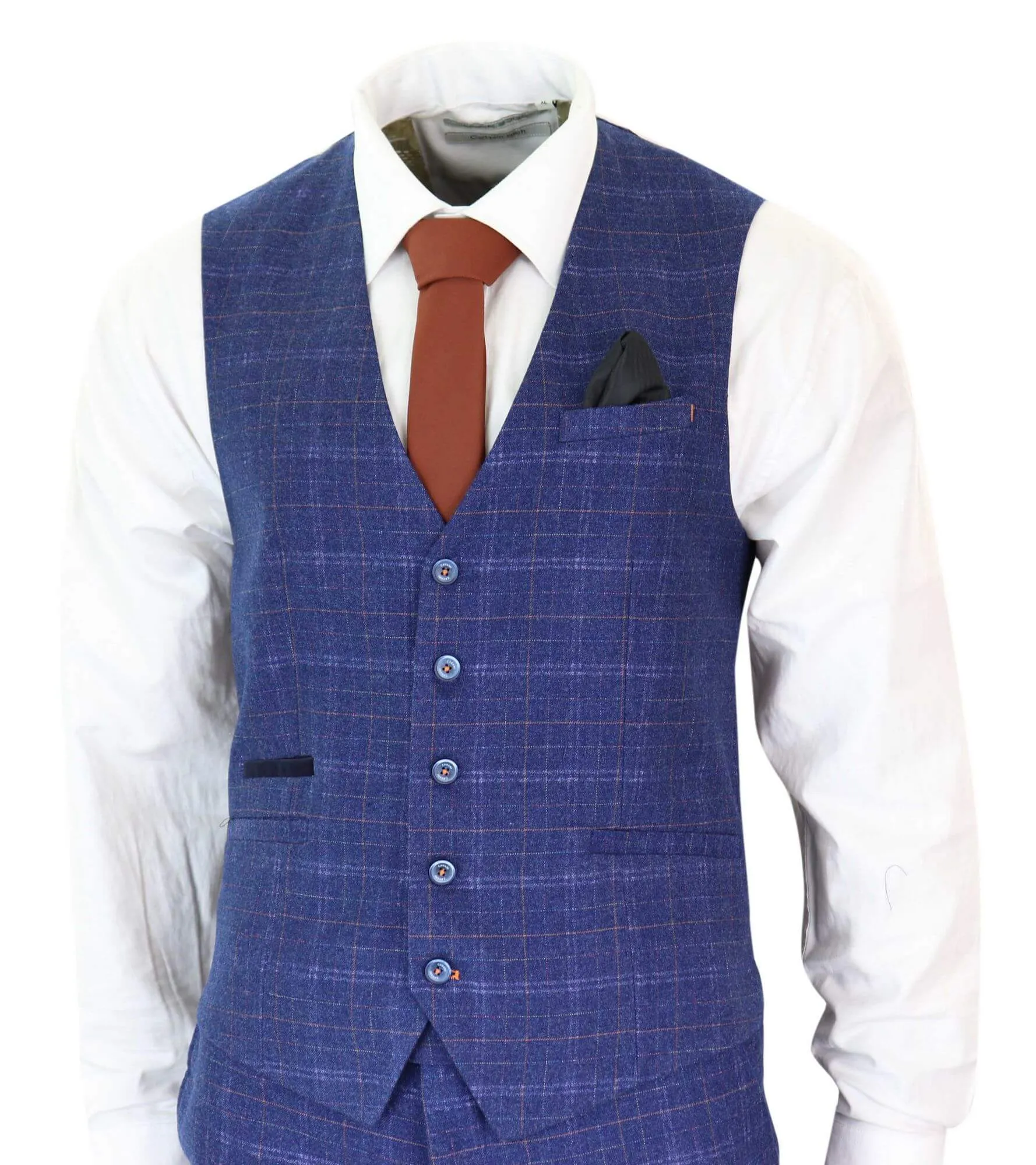 Kaiser Blue Tweed Check 3 Piece Suit Classic