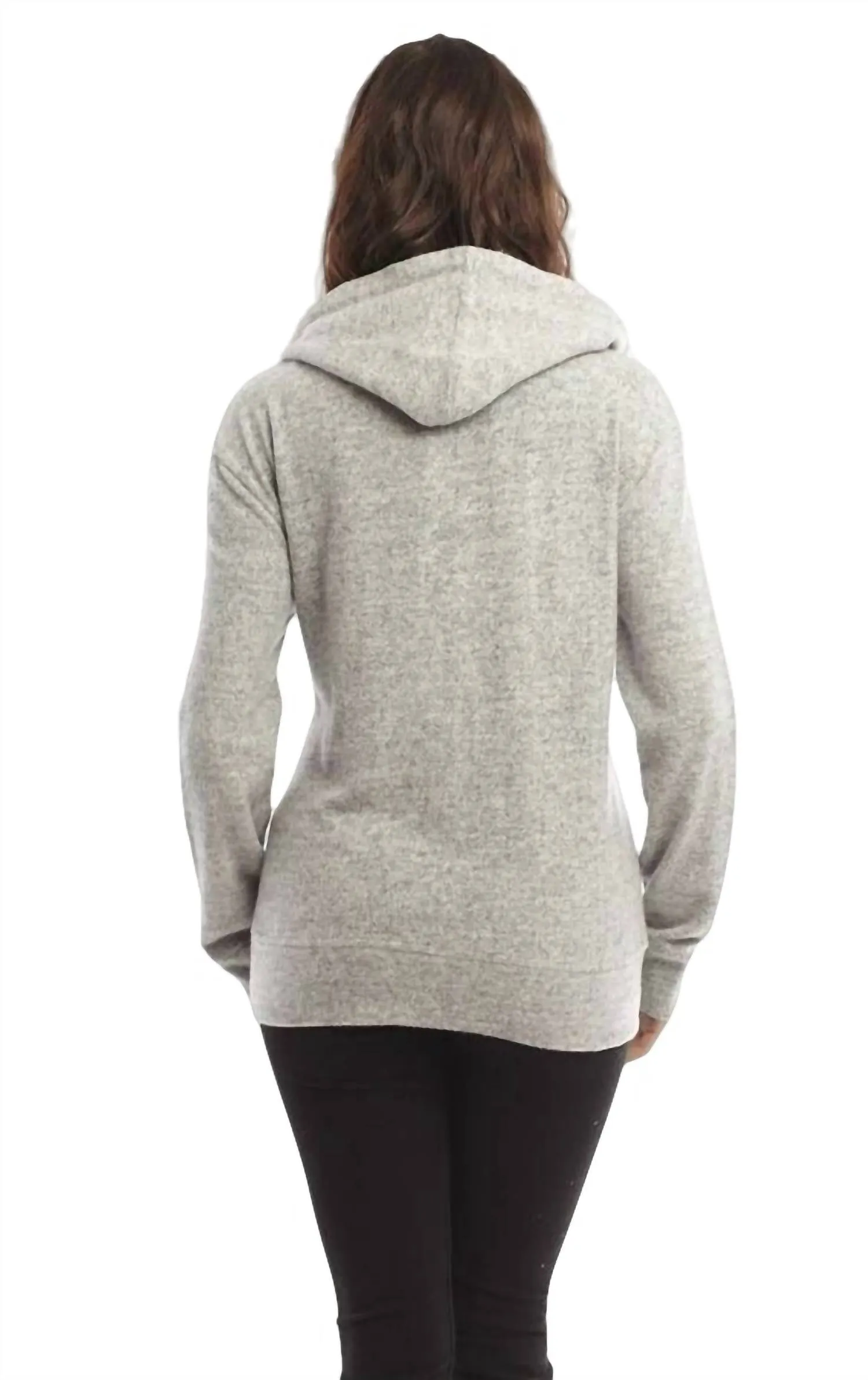 Kourtney Kashmira Zip-Up Hooded Sweatshirt In Beige