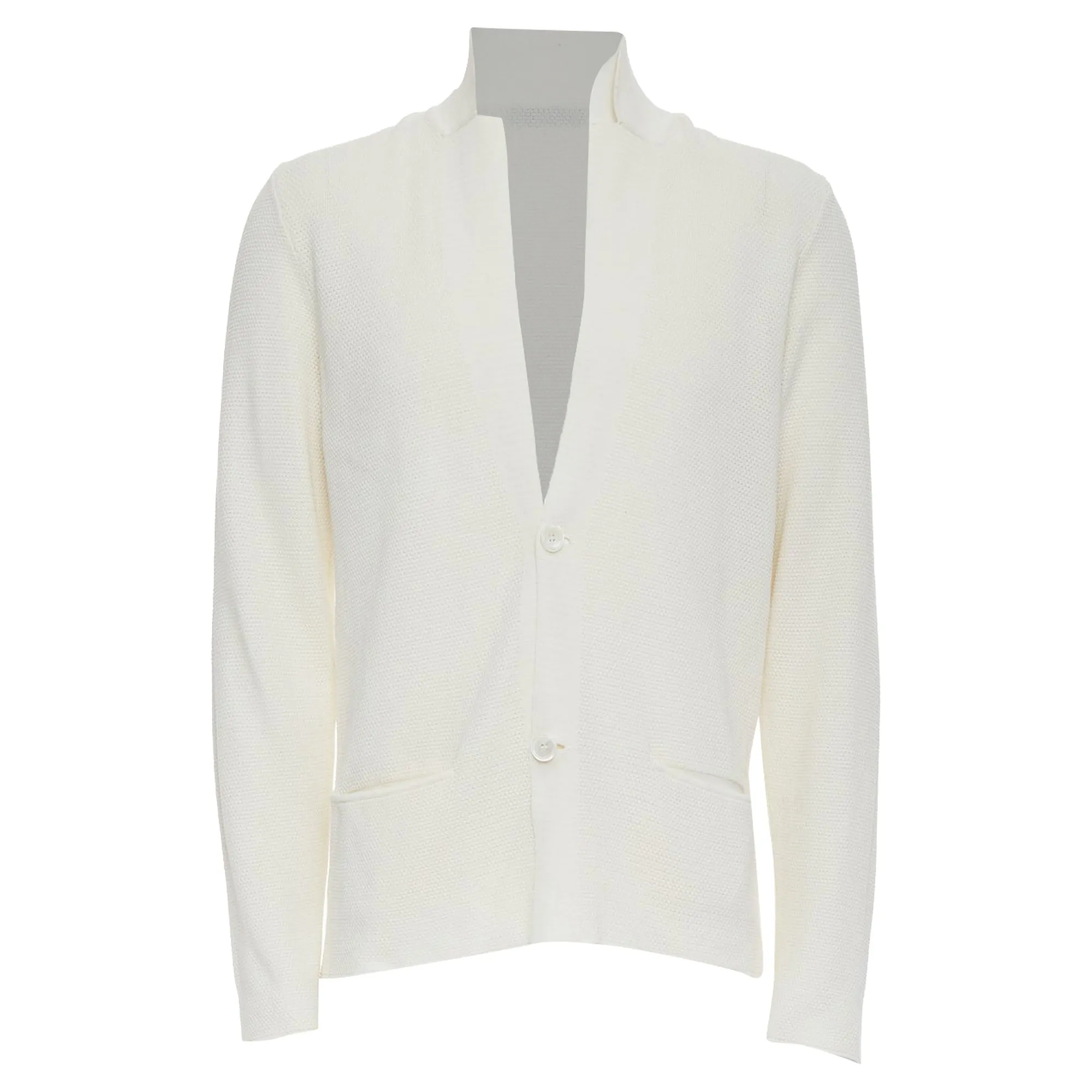 Lanvin Cotton Skinny Lapel Knitted Buttons Pocketed Blazer