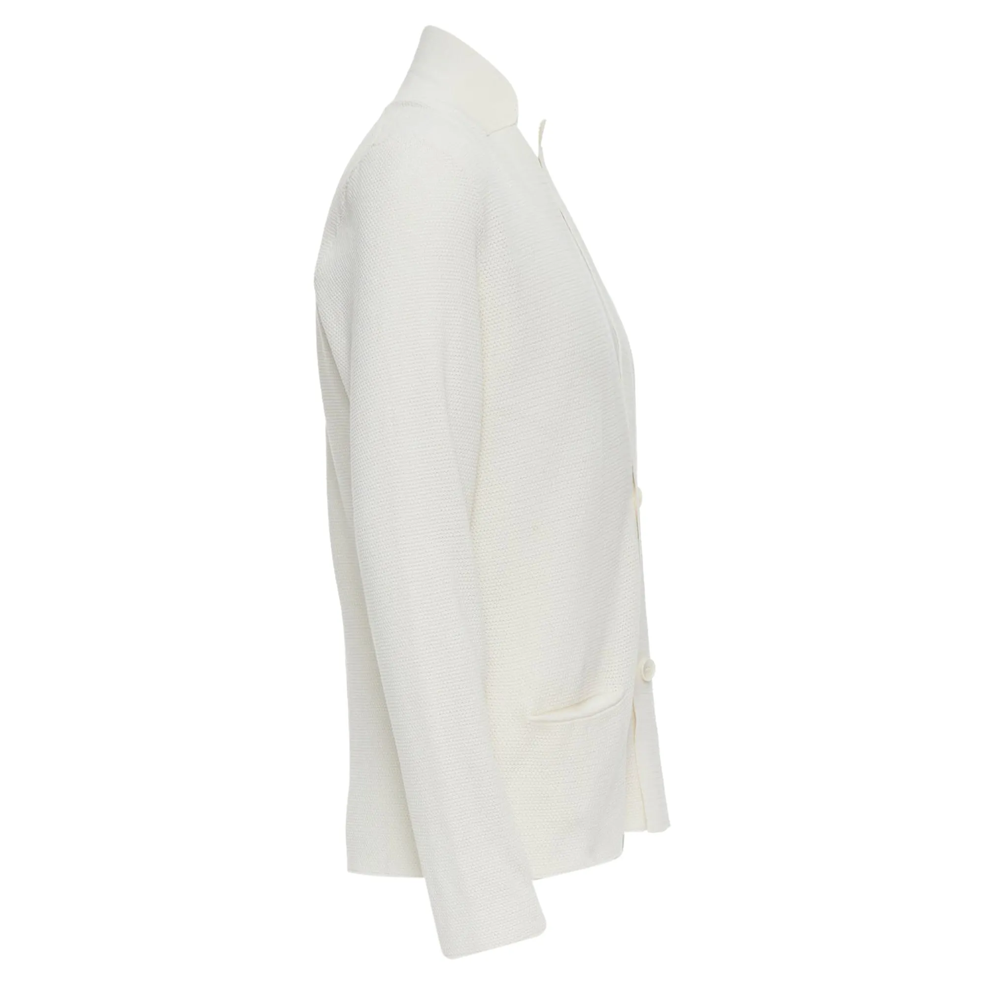 Lanvin Cotton Skinny Lapel Knitted Buttons Pocketed Blazer