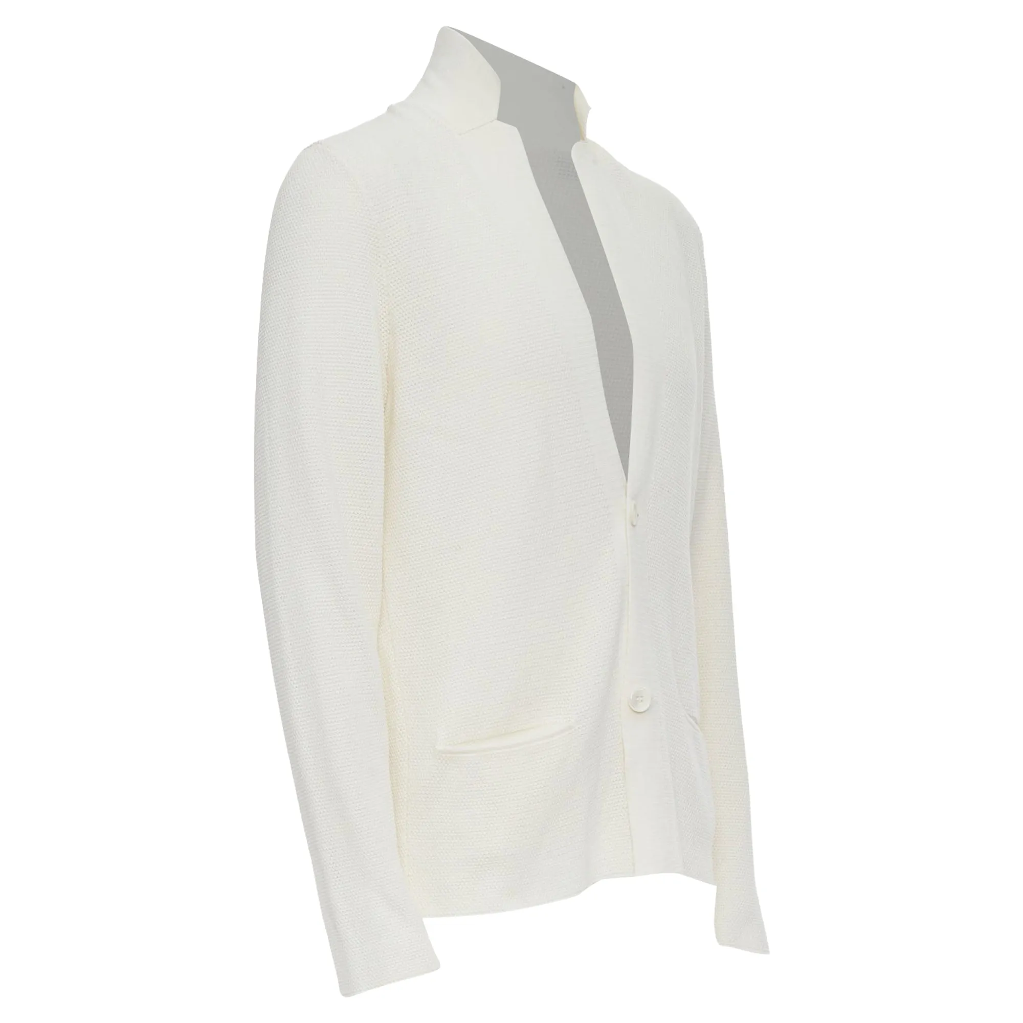 Lanvin Cotton Skinny Lapel Knitted Buttons Pocketed Blazer