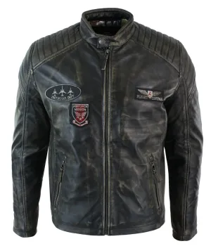 Leather Washed Biker Airforce Jacket