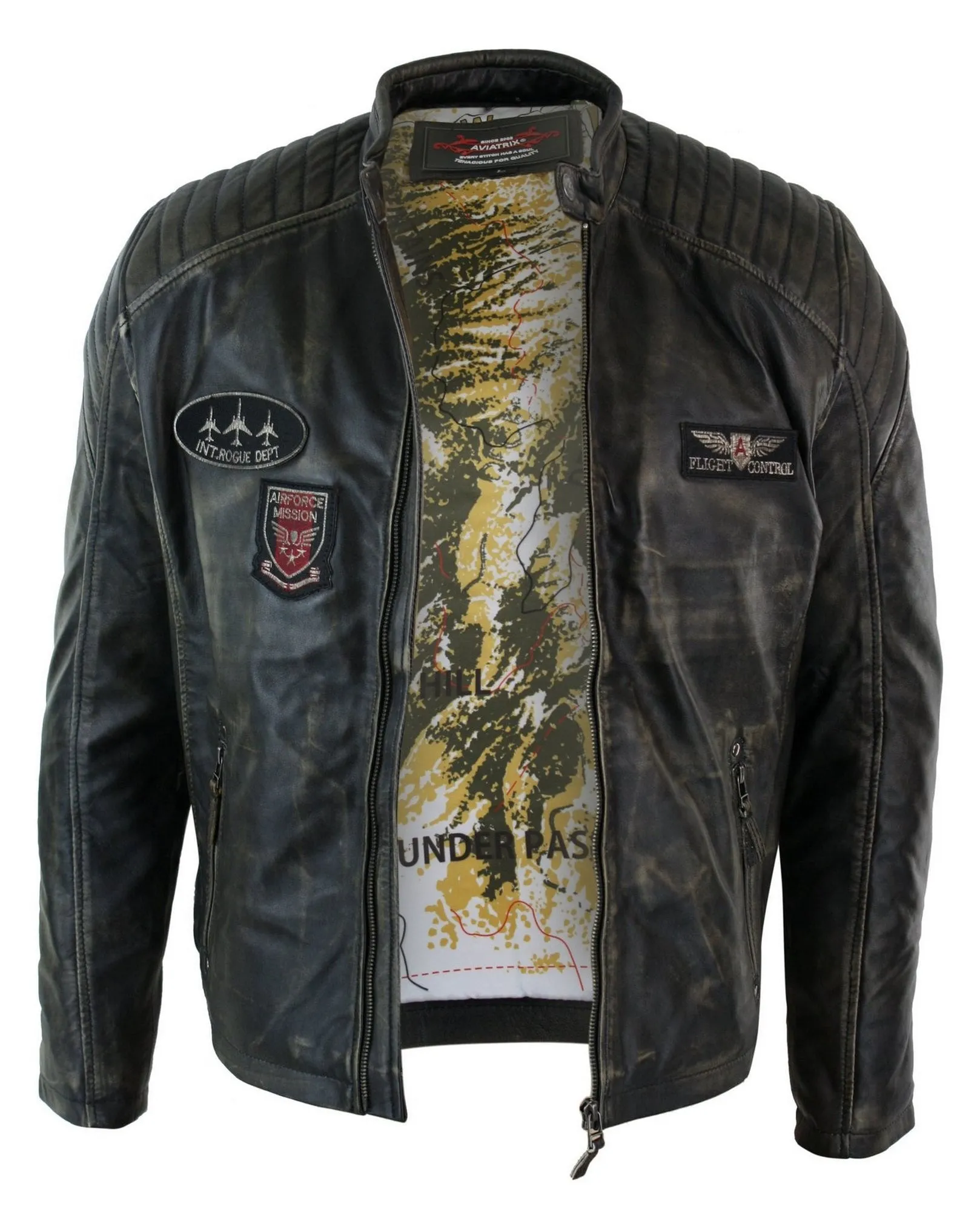 Leather Washed Biker Airforce Jacket