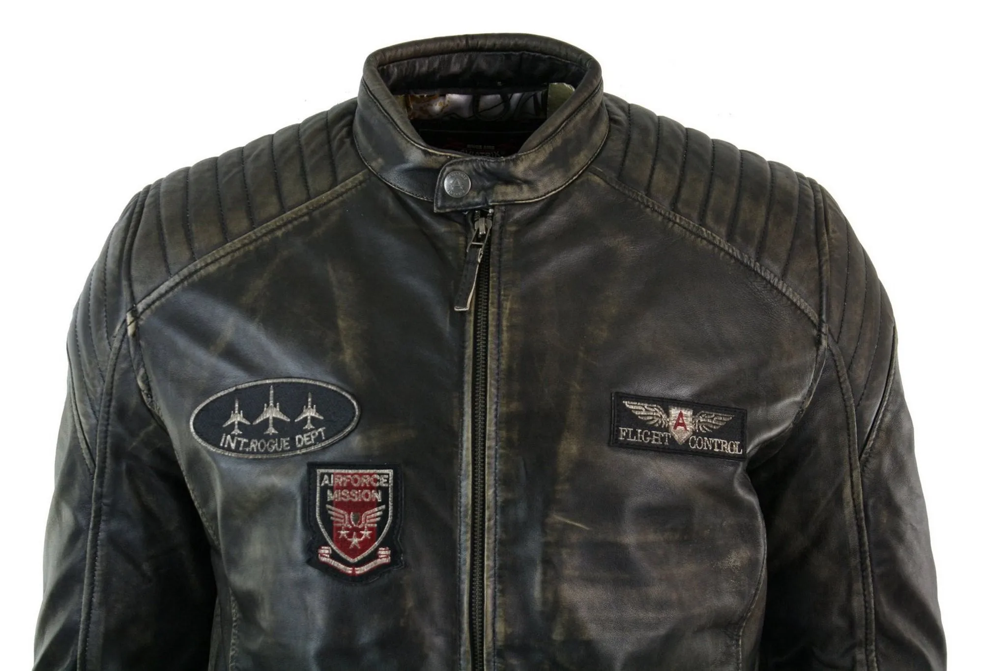 Leather Washed Biker Airforce Jacket