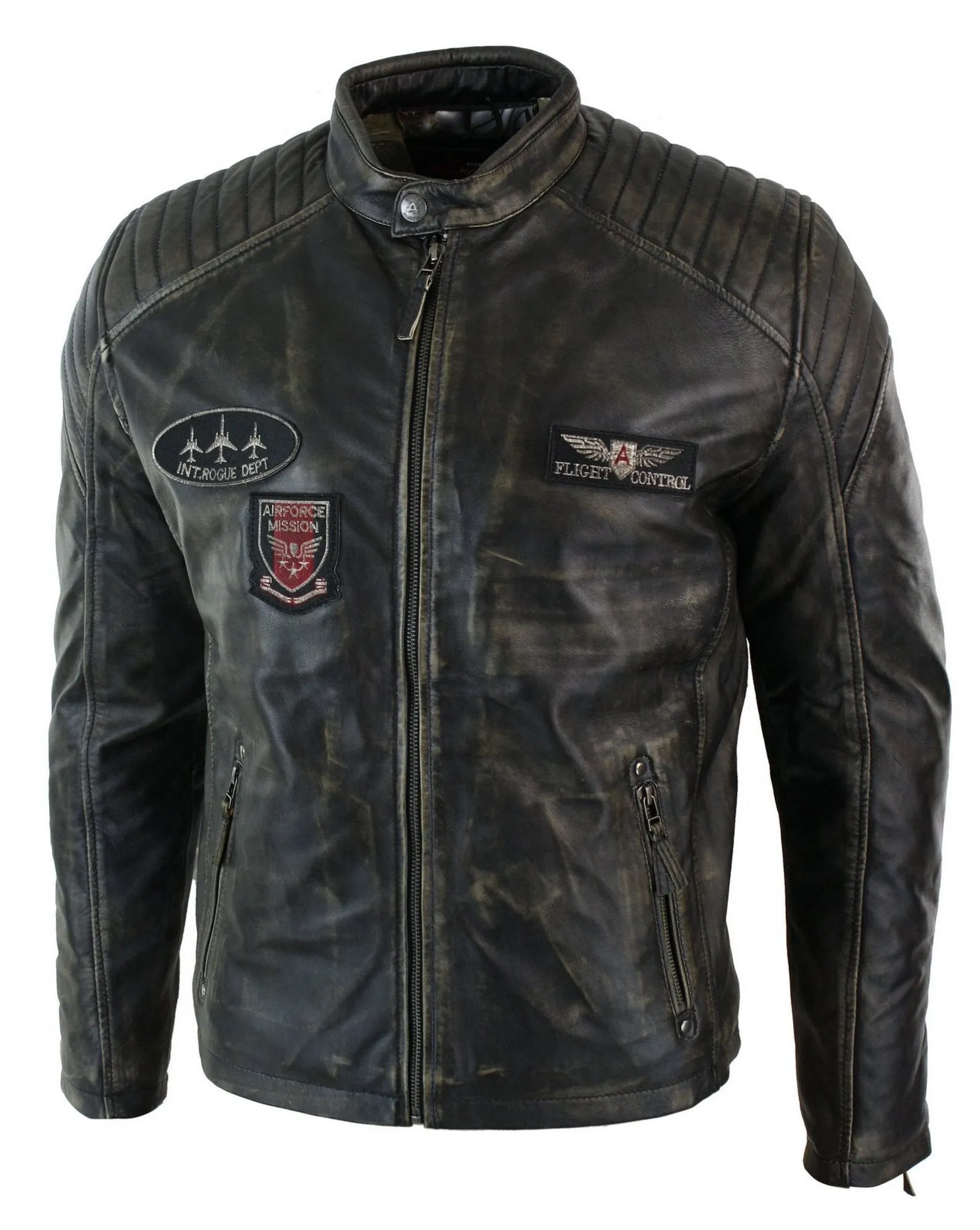 Leather Washed Biker Airforce Jacket