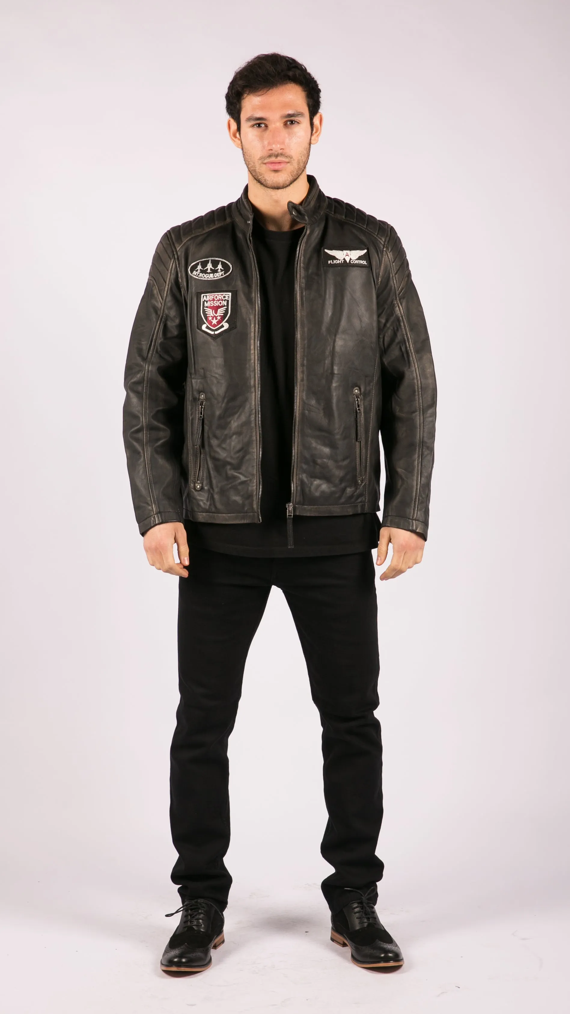 Leather Washed Biker Airforce Jacket