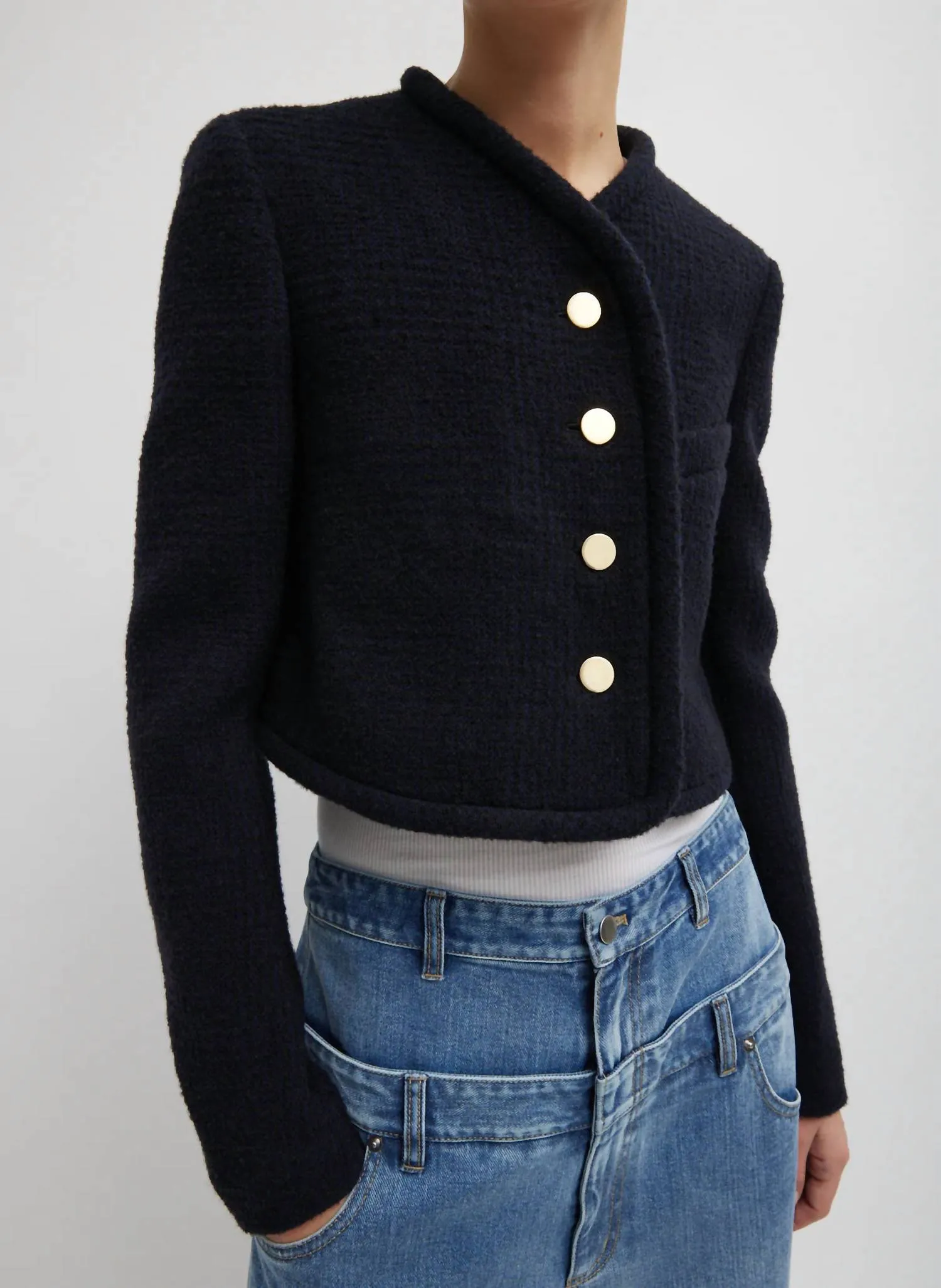 Majeur Boucle Jacket In Black/navy Multi