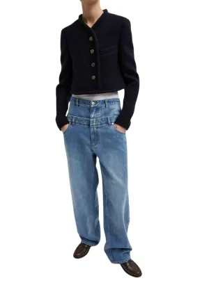 Majeur Boucle Jacket In Black/navy Multi