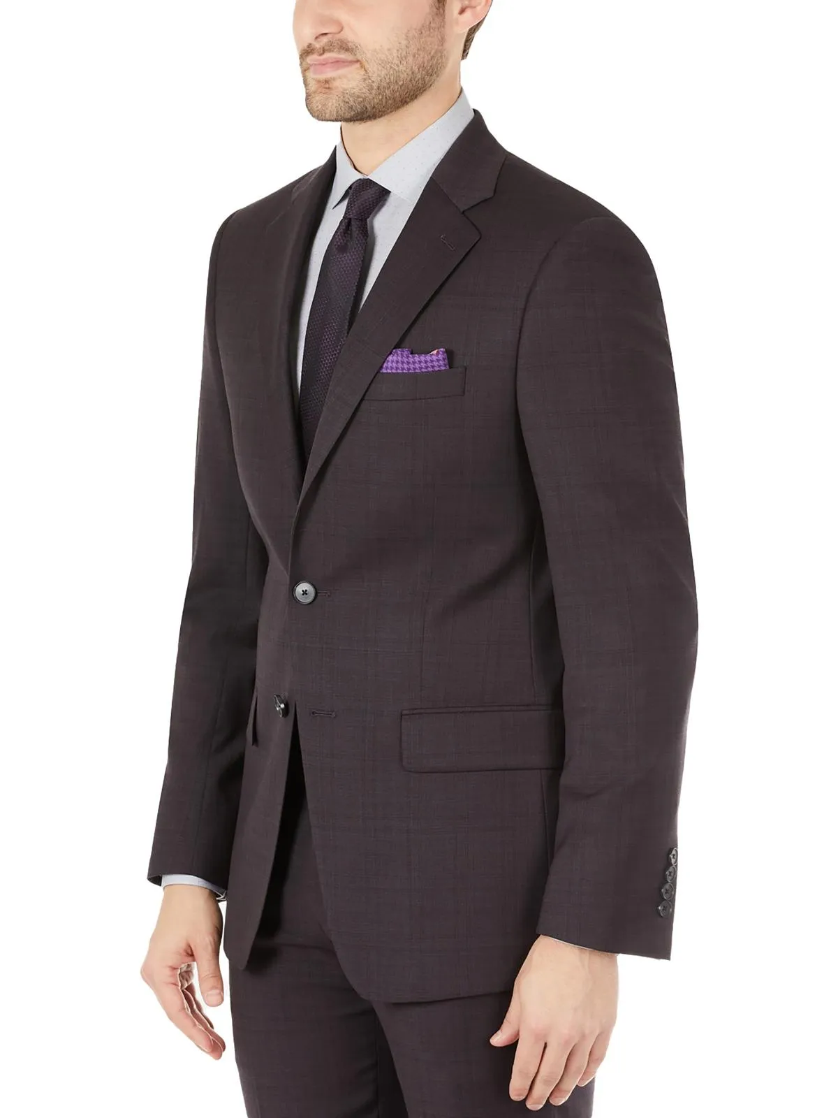 Malbin Mens Wool Blend Extra Slim Fit Two-Button Blazer