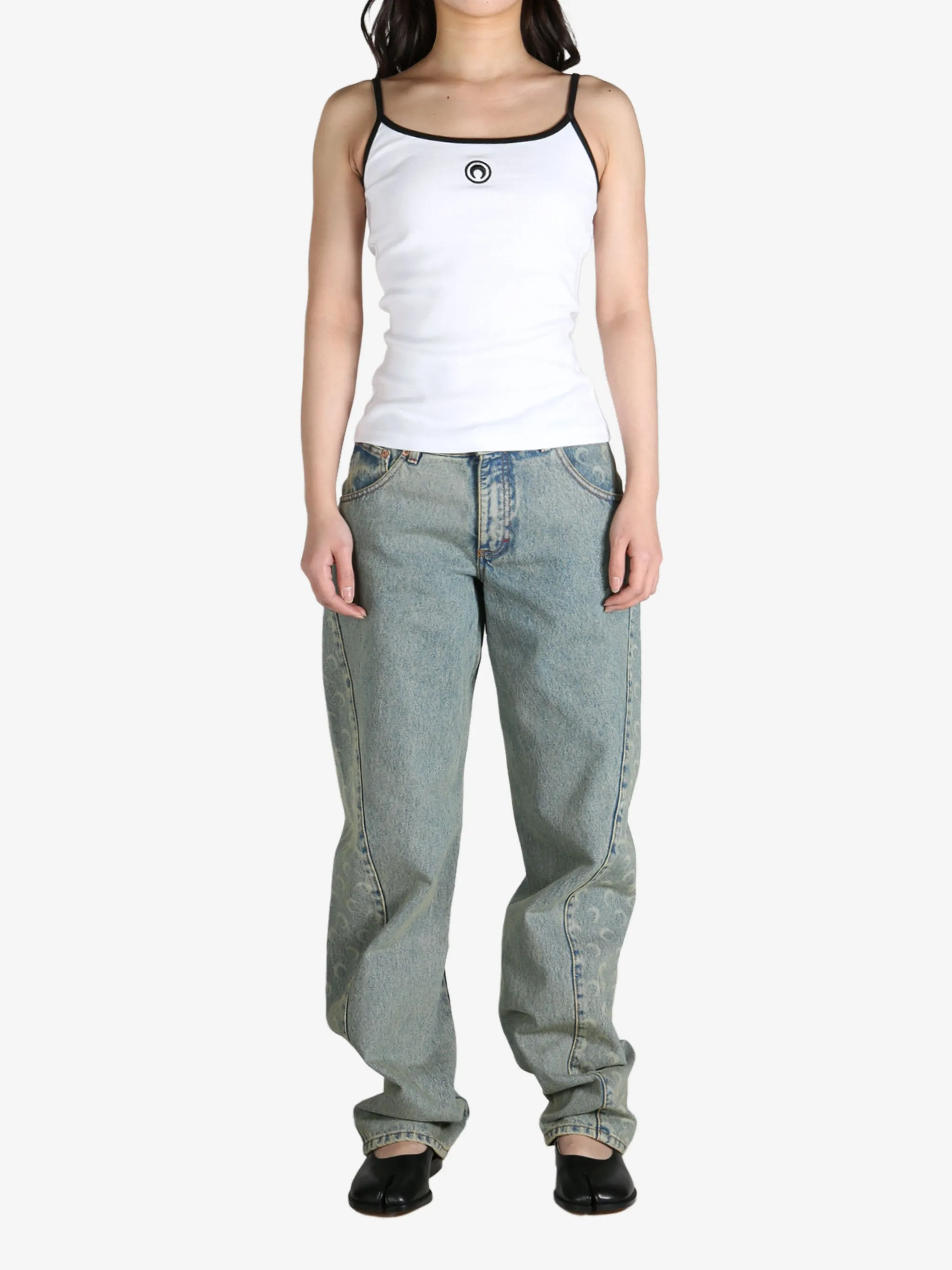 MARINE SERRE - Women Moon Logo Ribbed Jersey Tank Top Clothing_marine-serre