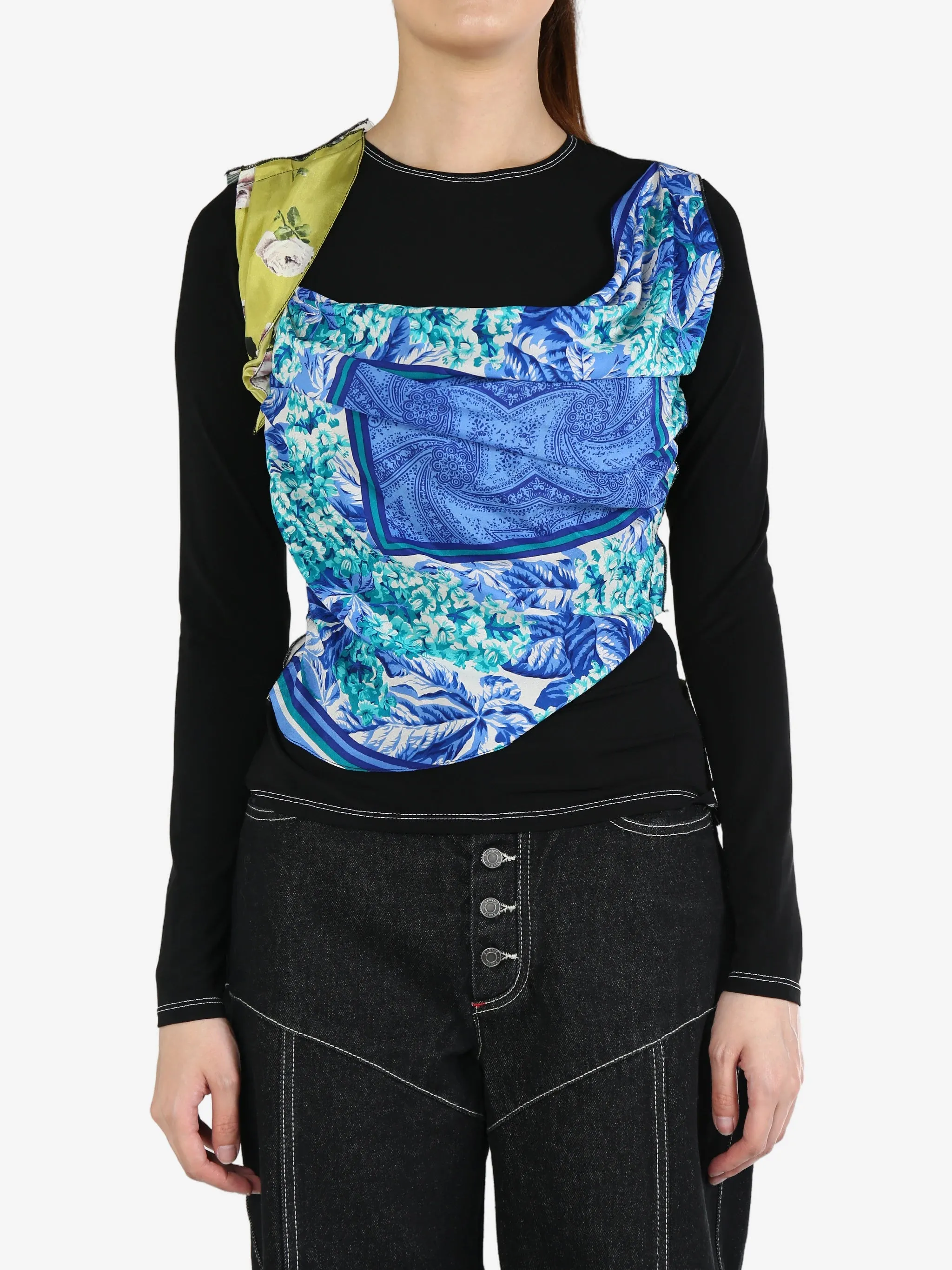 MARINE SERRE - Women Upcycled Silk Scarves Draped Top Clothing_marine-serre