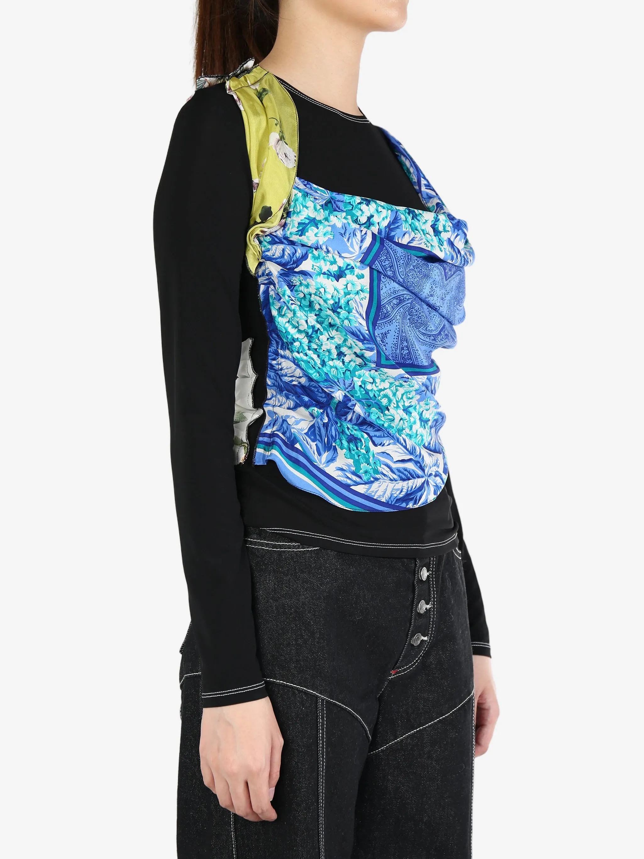 MARINE SERRE - Women Upcycled Silk Scarves Draped Top Clothing_marine-serre