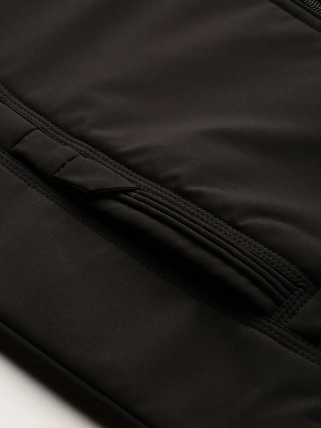 Men Black Mock Collar Bomber Jacket