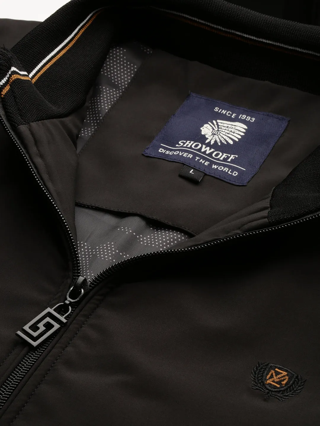 Men Black Mock Collar Bomber Jacket