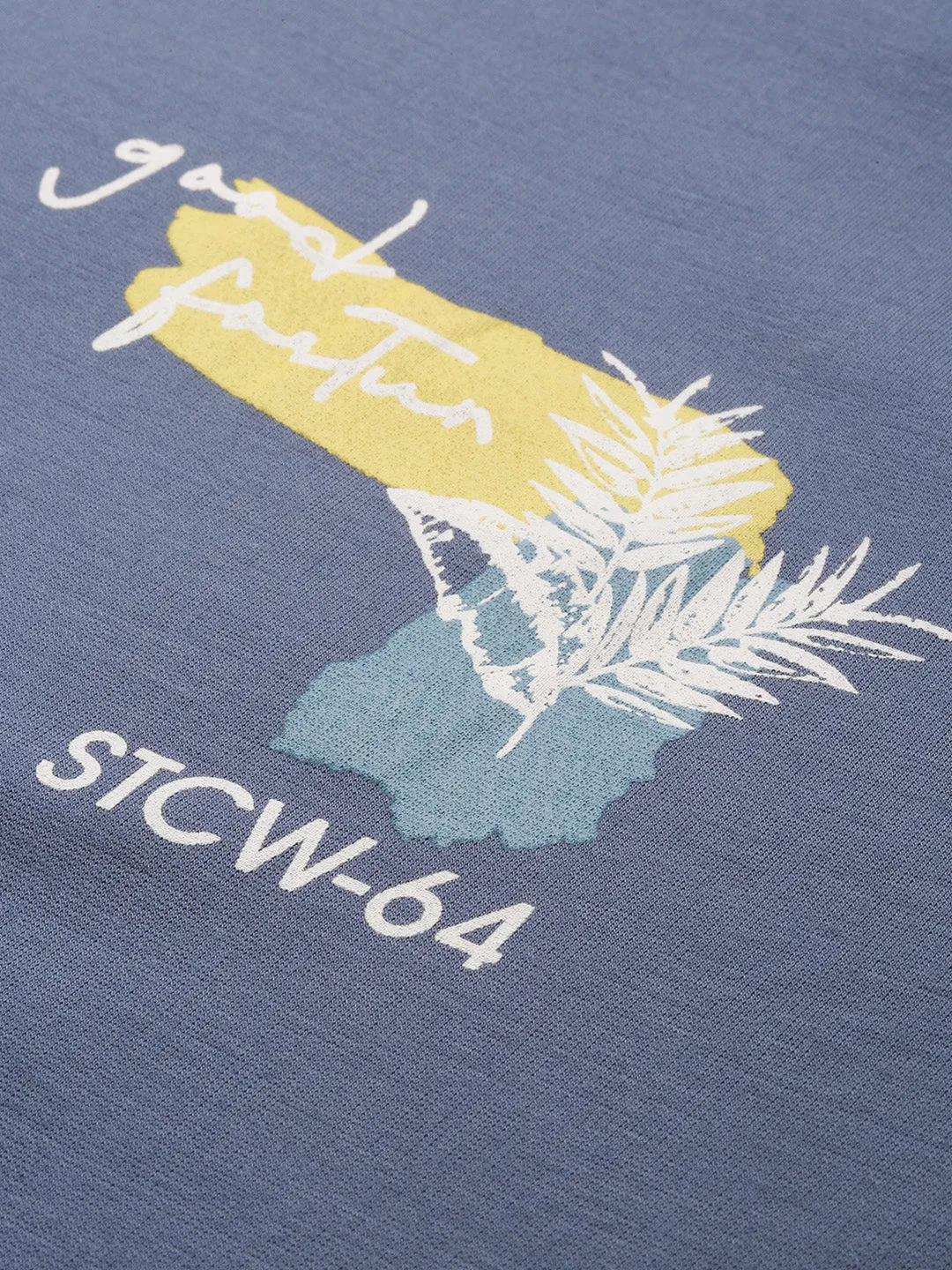 Men Blue Graphic Printed Cotton Sweatshirt
