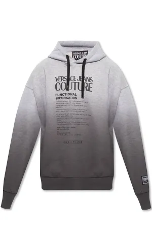 Men Logo Hooded Pullover Sweatshirt In Ombre Grey