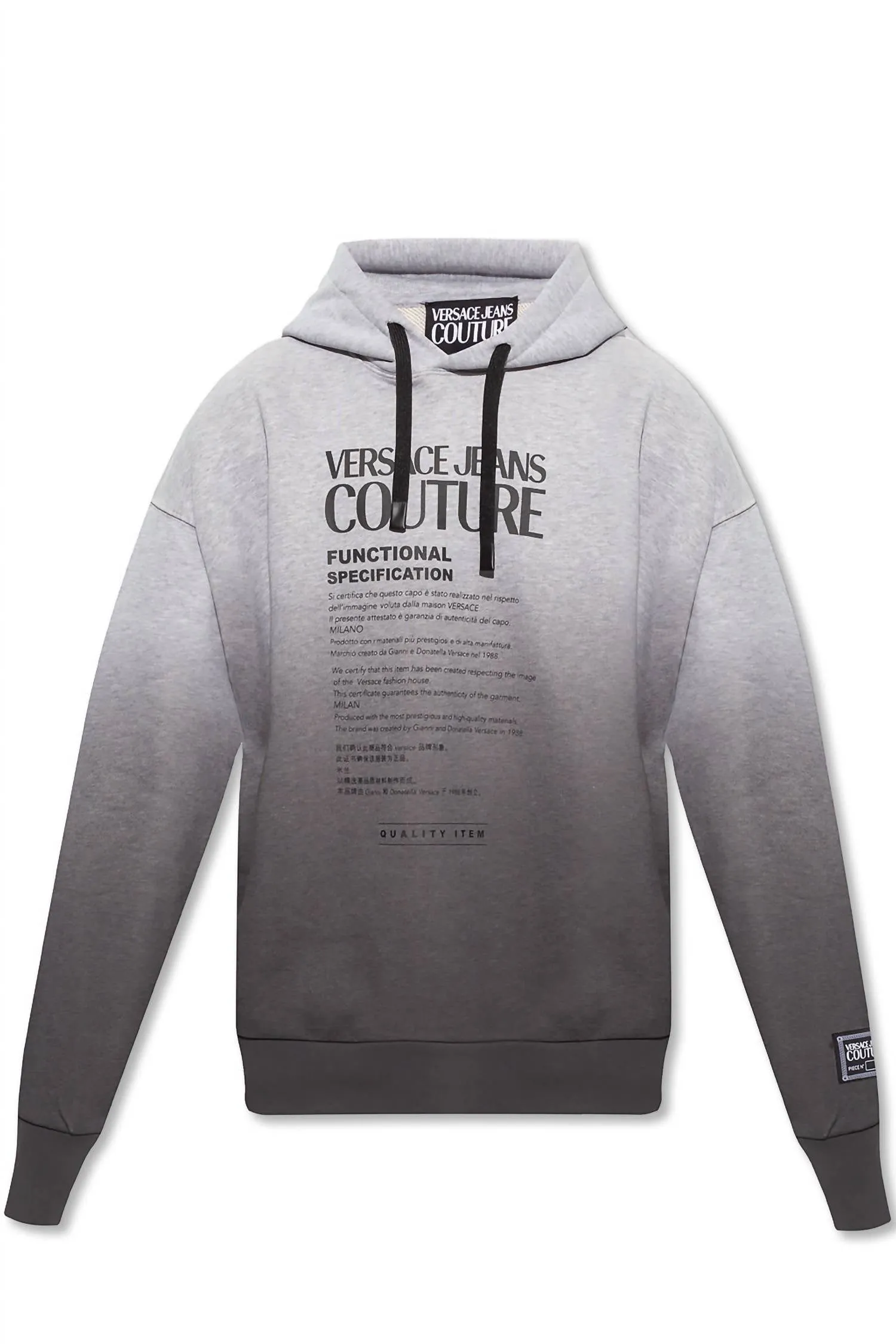 Men Logo Hooded Pullover Sweatshirt In Ombre Grey
