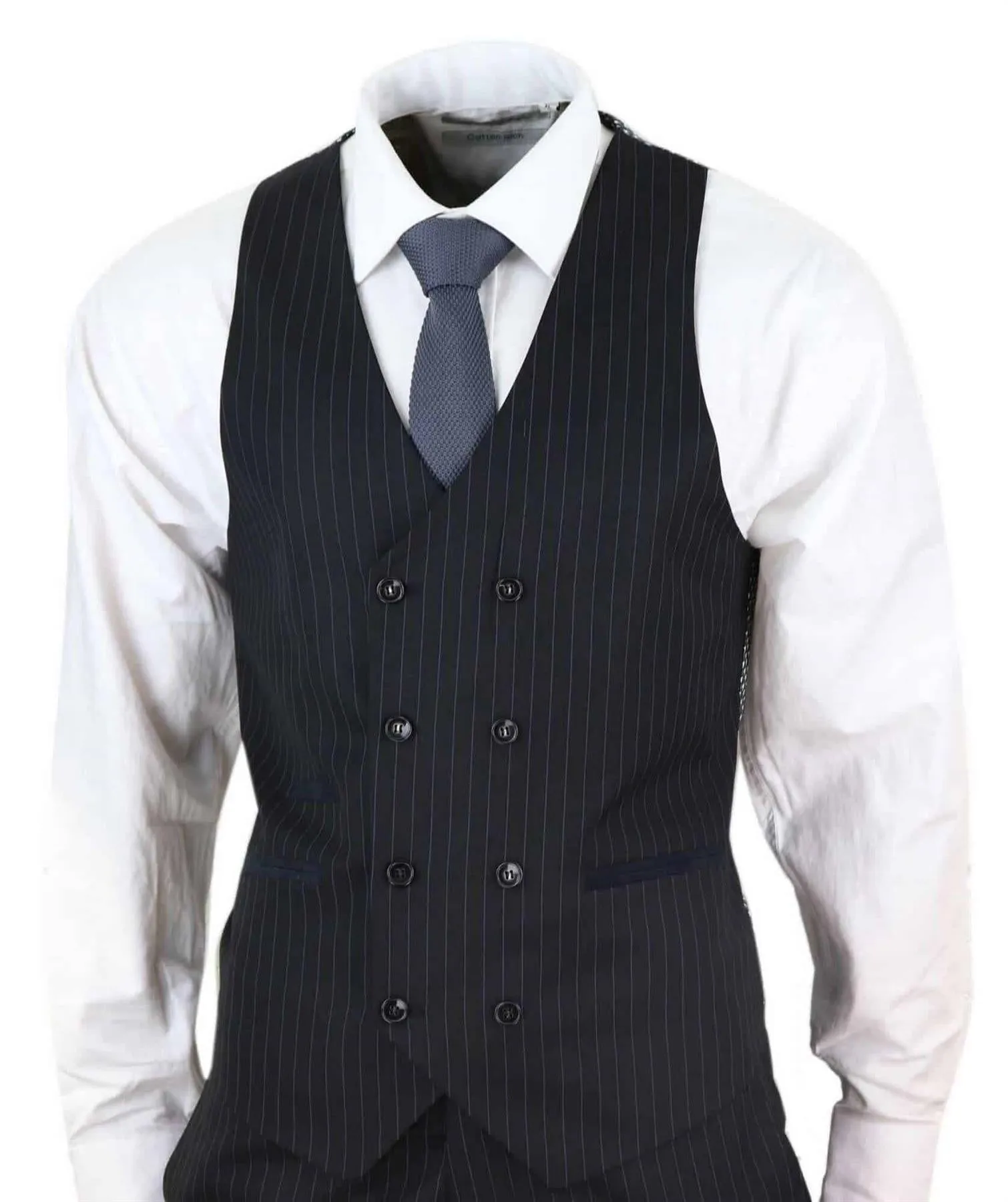 Men's 3 Piece Black Pinstripe Retro Suit