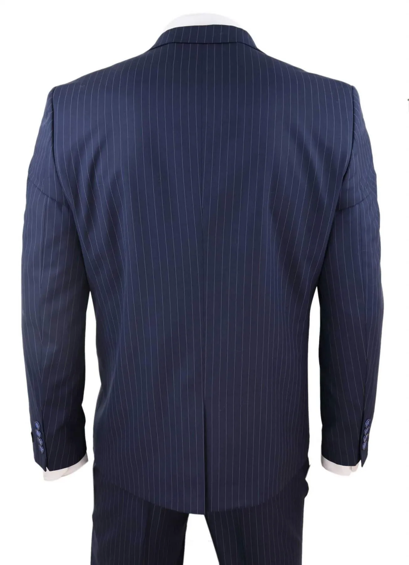 Men's 3 Piece Navy Blue Pinstripe Retro Suit