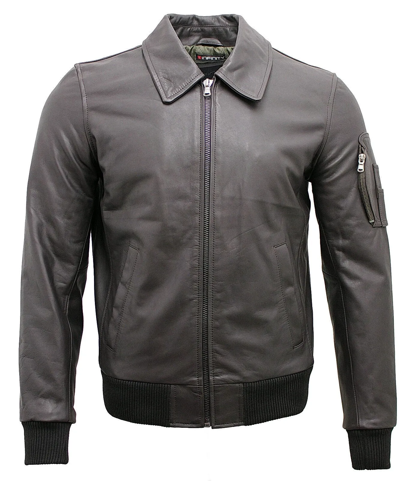 Mens A2 Cowhide Leather Bomber Jacket-Oslo
