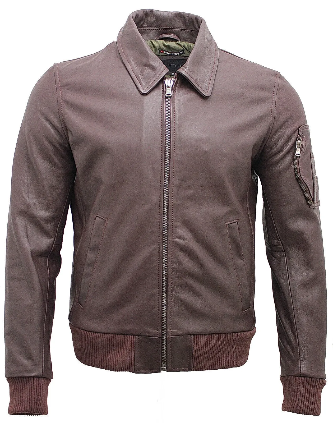 Mens A2 Cowhide Leather Bomber Jacket-Oslo
