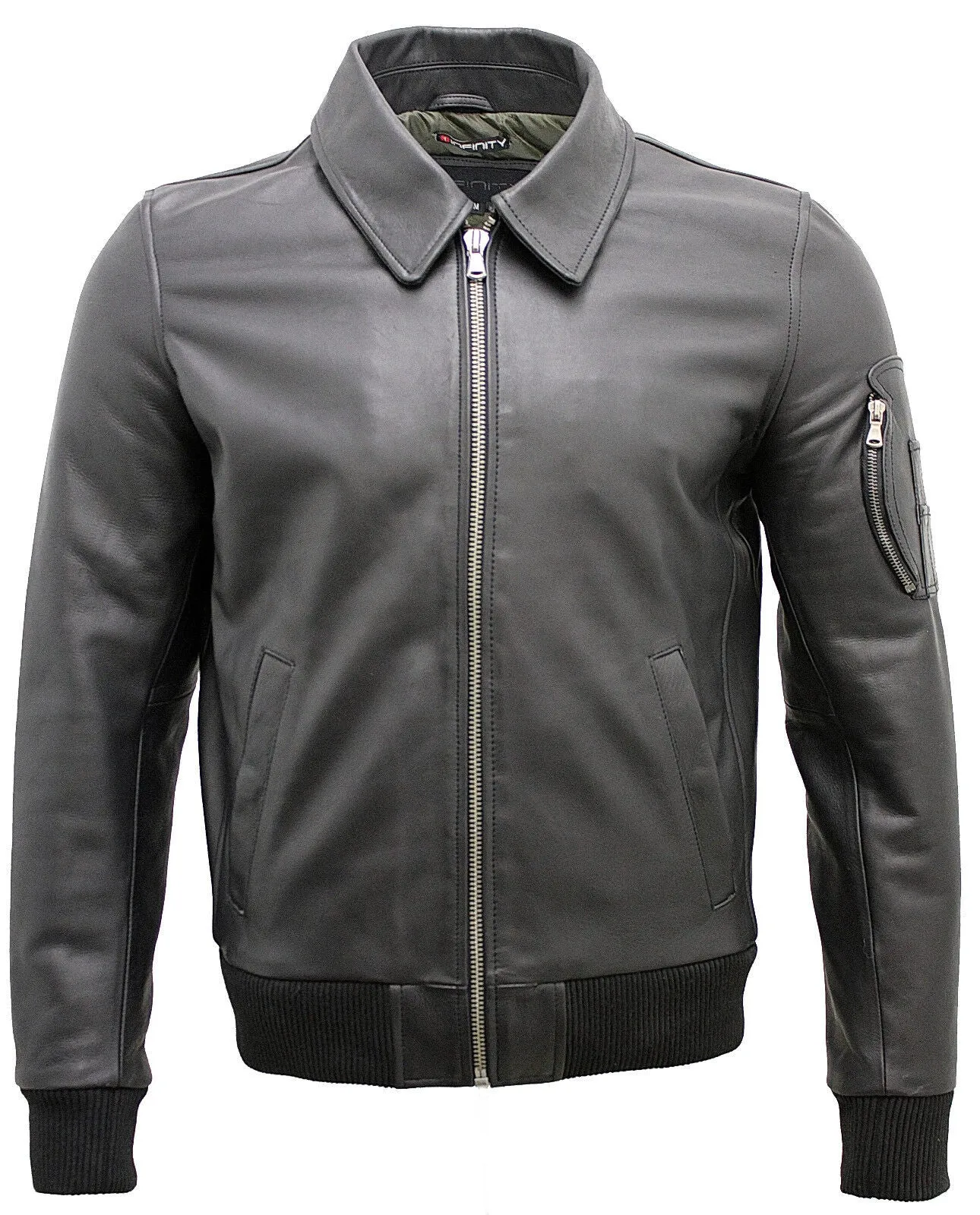 Mens A2 Cowhide Leather Bomber Jacket-Oslo