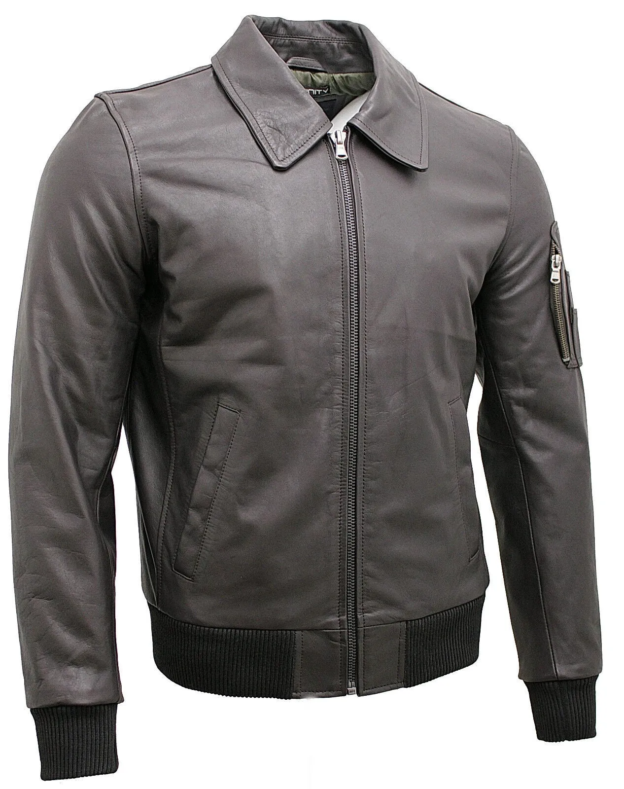 Mens A2 Cowhide Leather Bomber Jacket-Oslo