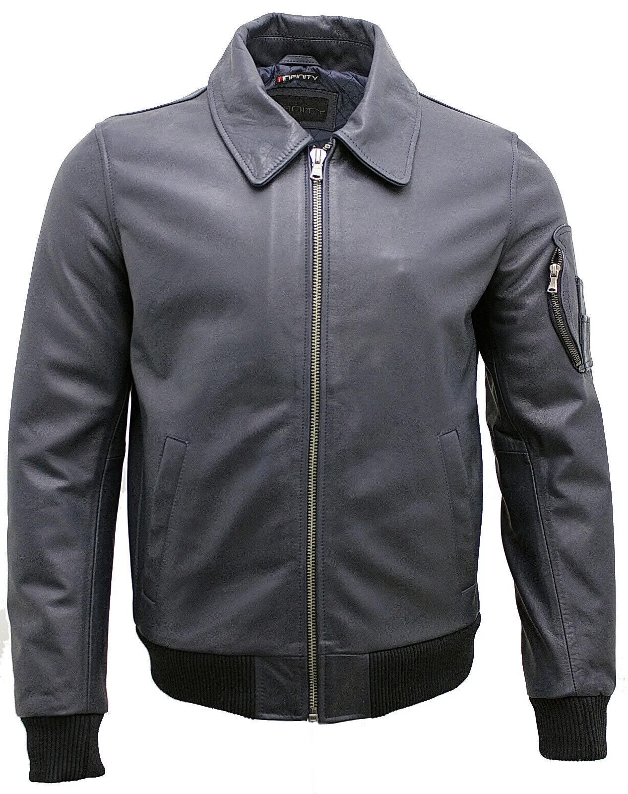 Mens A2 Cowhide Leather Bomber Jacket-Oslo