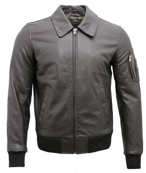 Mens A2 Cowhide Leather Bomber Jacket-Oslo
