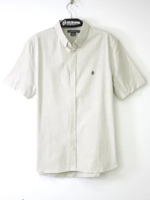 Men's Brand Logo Embroidered Dress Shirt,Light Grey