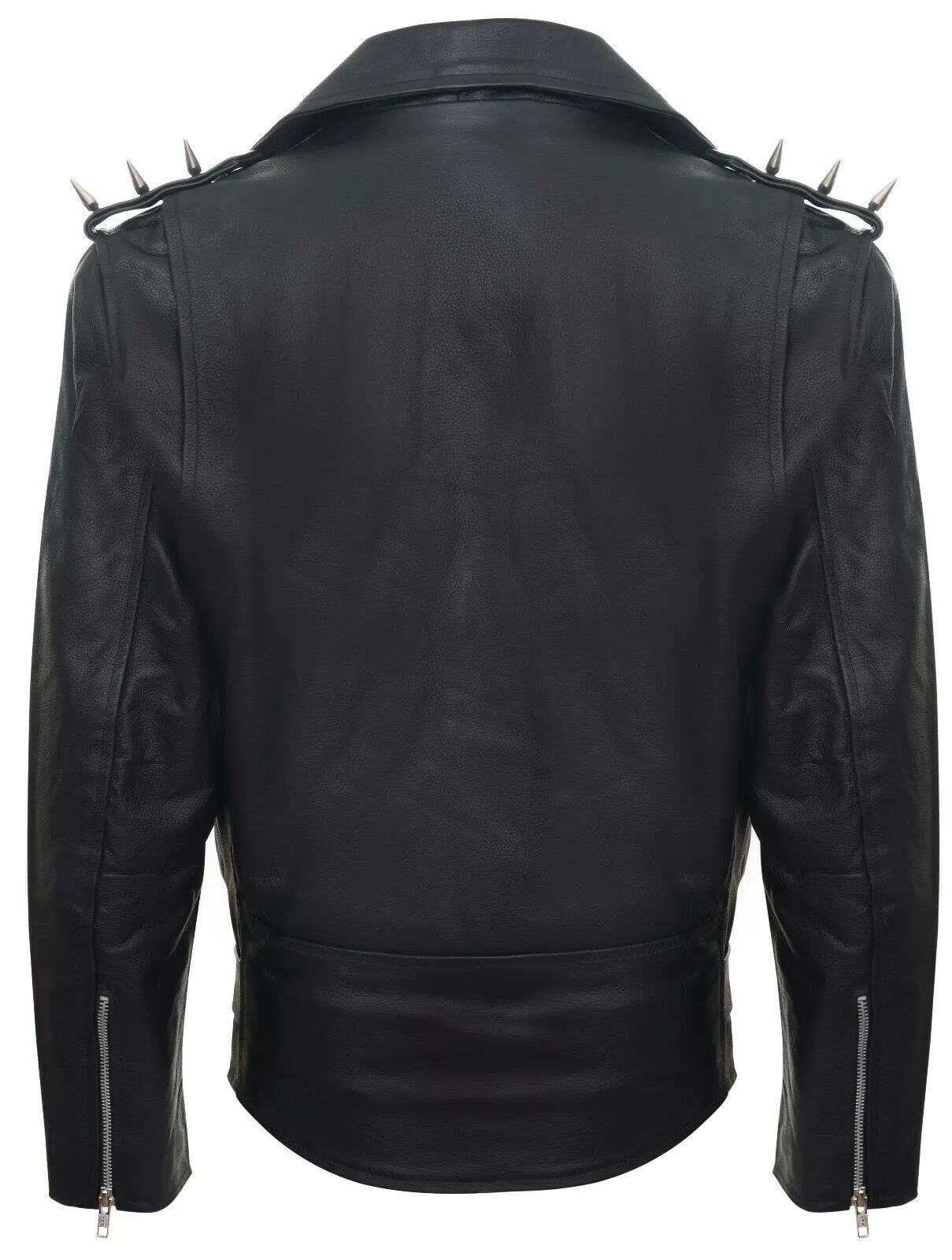 Mens Brando Black ''Ghostrider'' Spiked Leather Biker Jacket