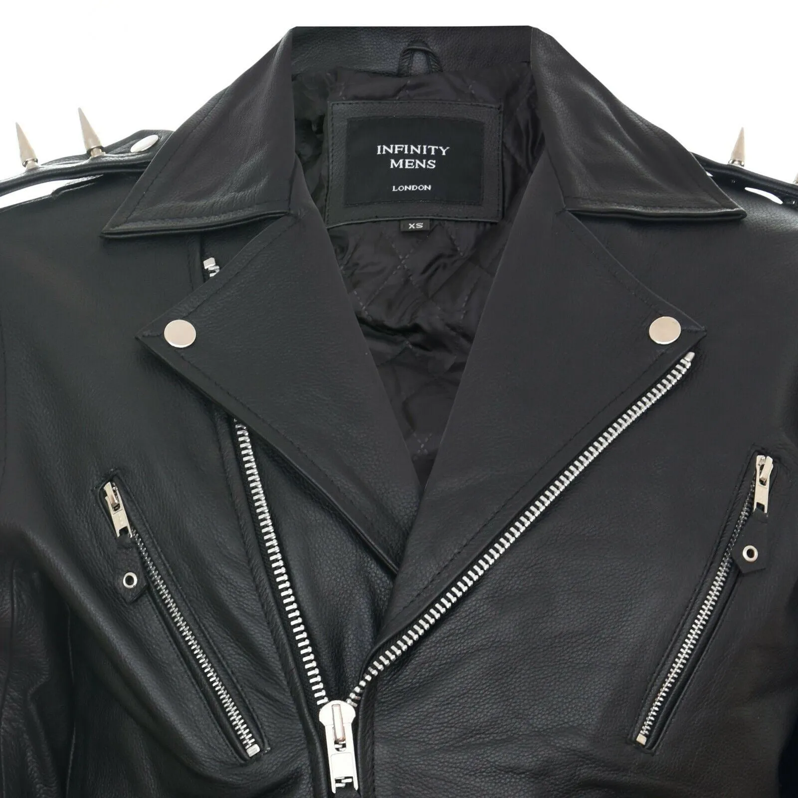 Mens Brando Black ''Ghostrider'' Spiked Leather Biker Jacket